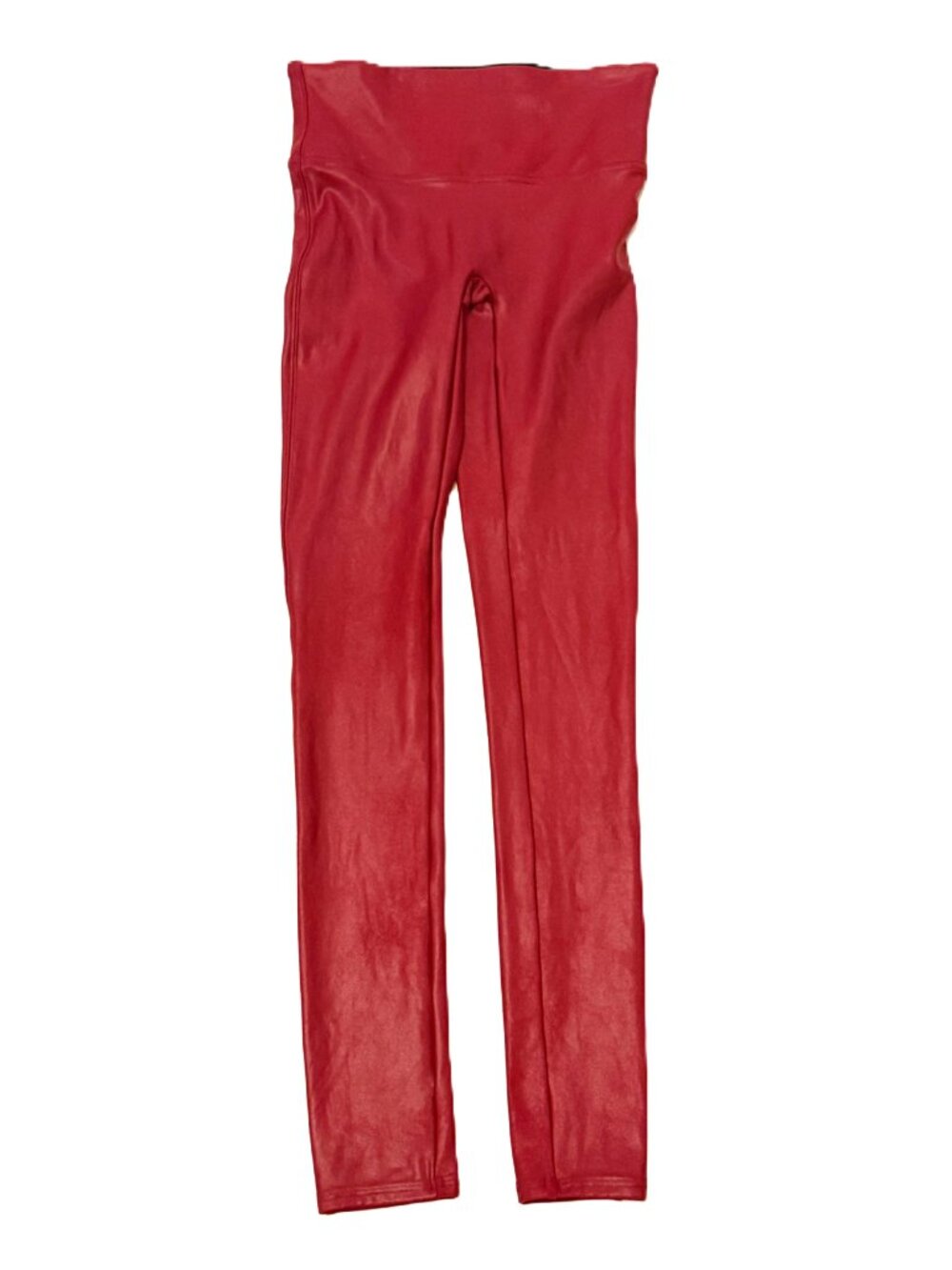 Spanx Faux Leather Leggings Womens Small Red Shaping Pull On Stretch Christmas
